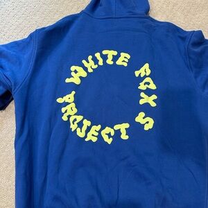 White Fox Boutique Blue Hoodie with Yellow Accents